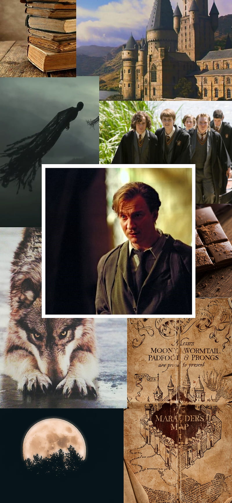 Remus Lupin , collage, harry potter, moony, professor lupin, remus lupin, HD phone wallpaper
