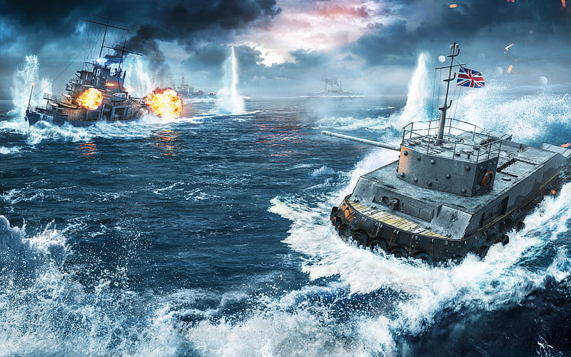 WoWS battle, World of Warships, HD wallpaper