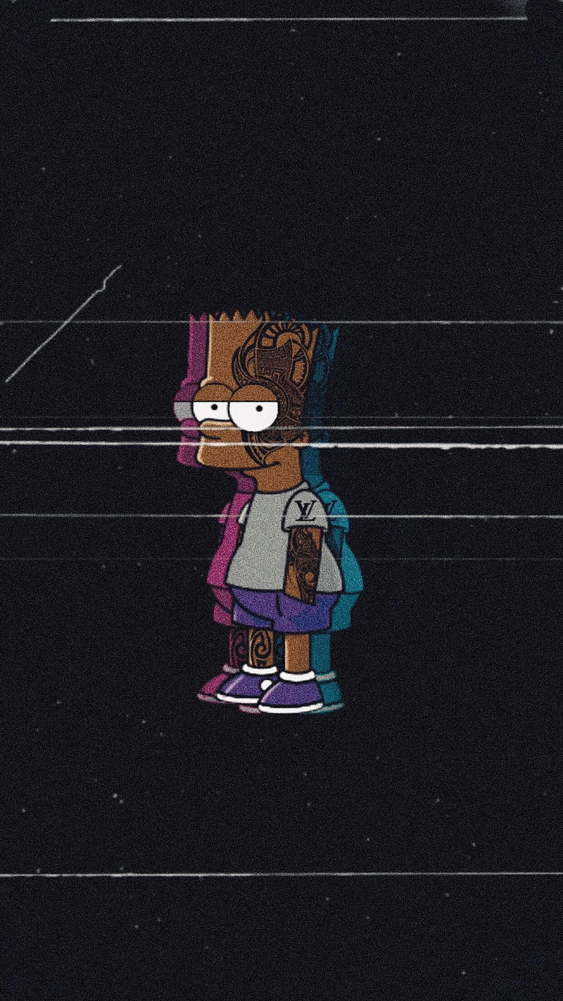 Download Sad Bart Simpsons Pink Yellow Gradient Art Wallpaper