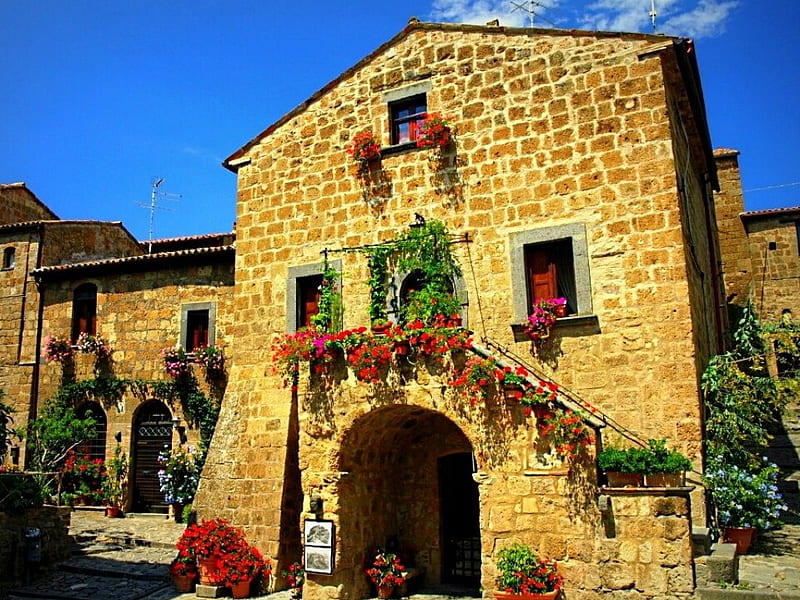 Borgo medievale, house, medieval, HD wallpaper