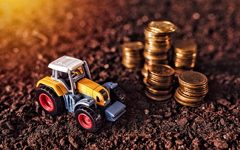 tractor toy, earnings from cultivation, agribusiness, growing agricultural crops, tractor, HD wallpaper