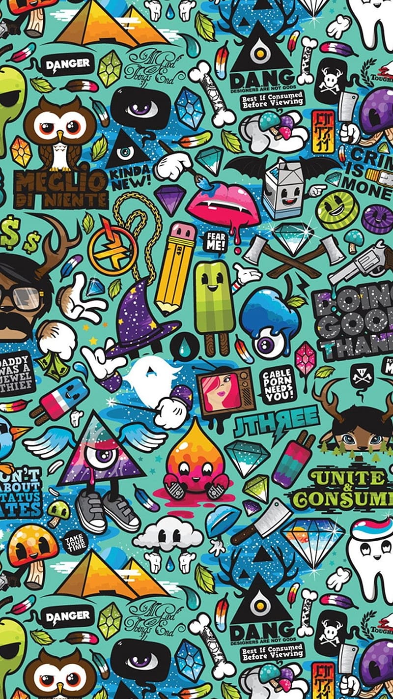 Iphone Stylish, Graffiti stickers, doodle, HD phone wallpaper