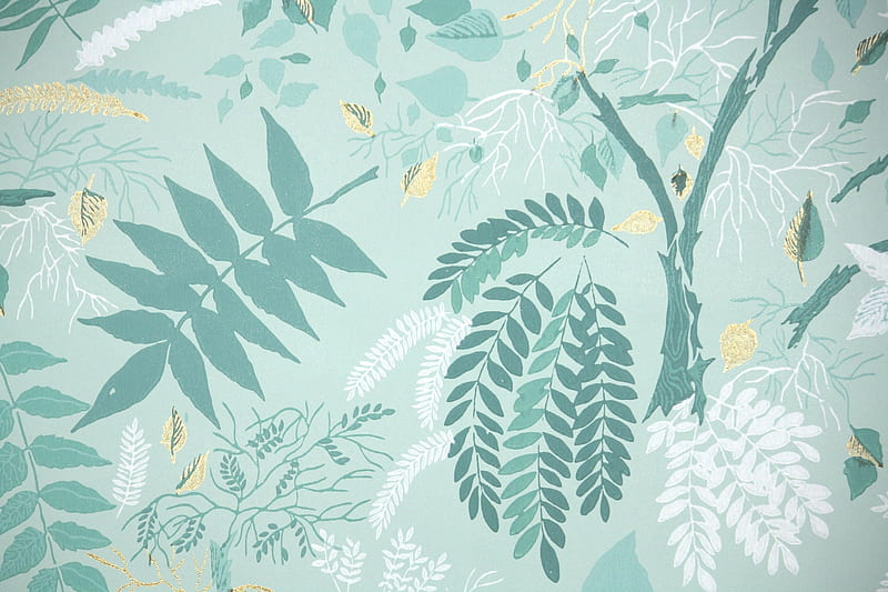 1950s Vintage by the Yard Botanical Vintage, Mint Green and White, HD wallpaper
