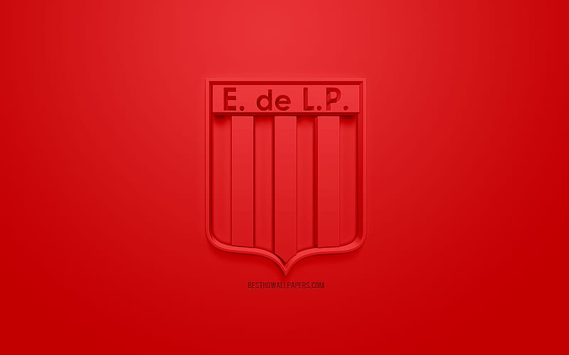 Estudiantes de La Plata, creative 3D logo, red background, 3d emblem, Argentinean football club, Superliga Argentina, La Plata, Argentina, 3d art, Primera Division, football, First Division, stylish 3d logo, HD wallpaper