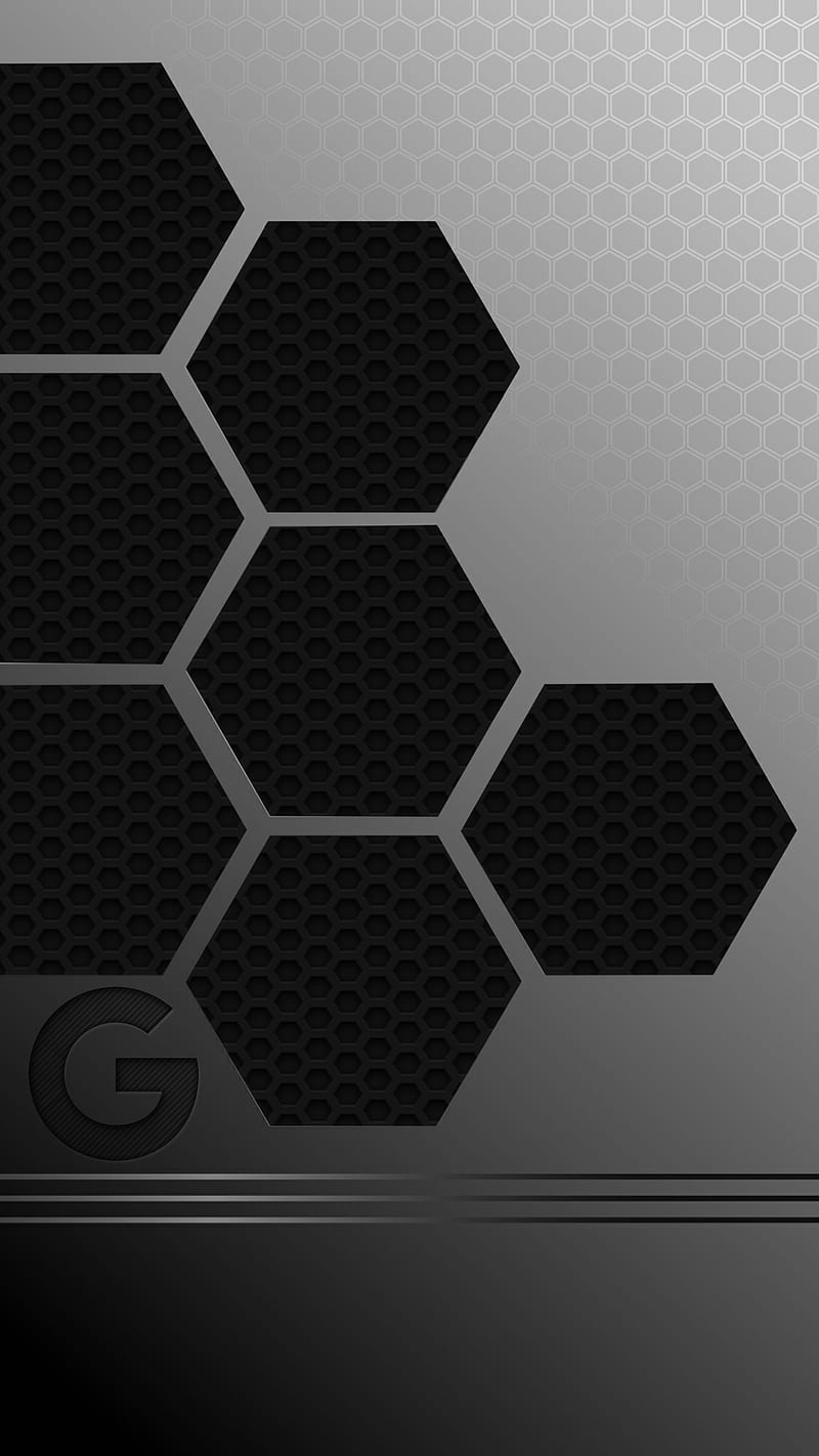 Google Hive, abstract, black, edge, geometric, honeycomb, logo, metallic, new, HD phone wallpaper