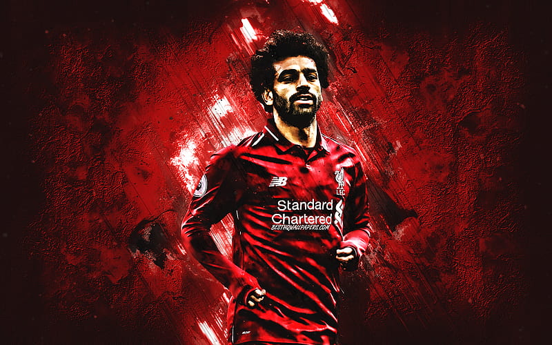 Mohamed Salah, portrait, Liverpool FC, Egyptian soccer player, striker, red creative background, Premier League, England, football, HD wallpaper