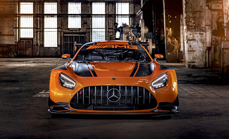 Mercedes, amg, black, germany, gt3, mercedes benz, orange, HD wallpaper