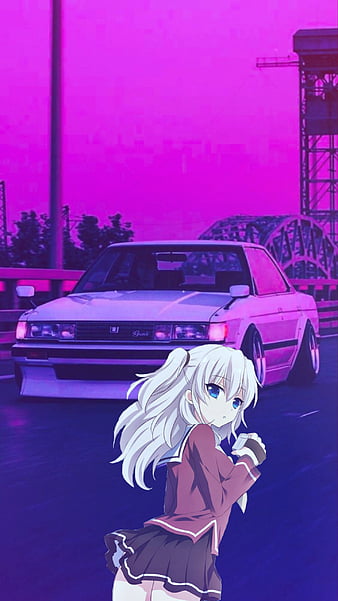 Anime Girl Racing Car Art 4K Phone iPhone Wallpaper #4670b