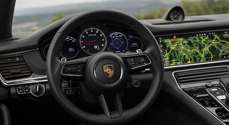 2021 Porsche Panamera Turbo S Sport Turismo (Color: Truffle Brown Metallic) - Interior, Steering Wheel , car, HD wallpaper