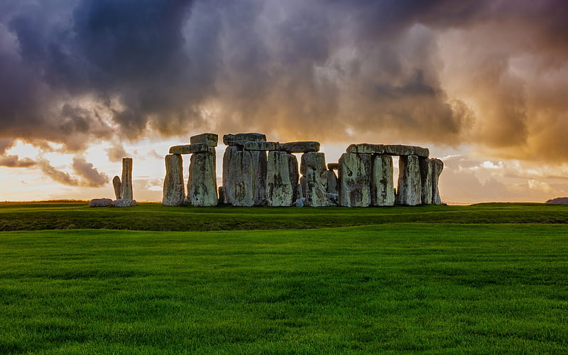 Stonehenge, stones, megalithic structure, landmark, Wiltshire, England, UK, HD wallpaper