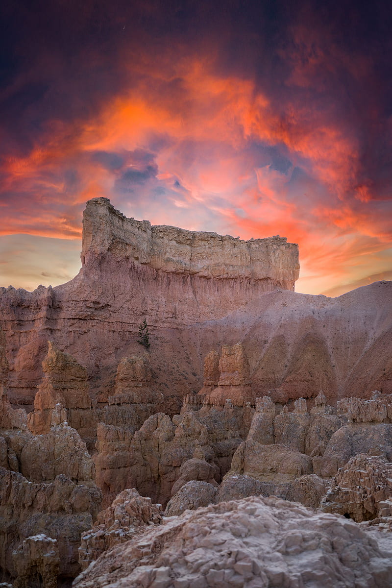 mountain, rock, cliff, dusk, nature, HD phone wallpaper