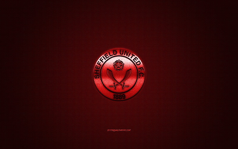 Sheffield United FC, English football club, Premier League, red logo, red carbon fiber background, football, Sheffield, England, Sheffield United logo, HD wallpaper