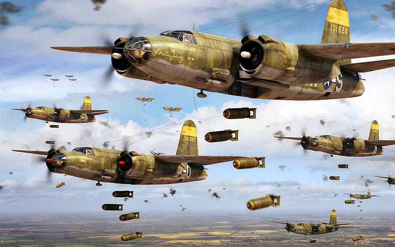 Martin B-26 Marauder, american heavy bomber, WWII, B-26, World War II, US Navy, US military aircraft, HD wallpaper