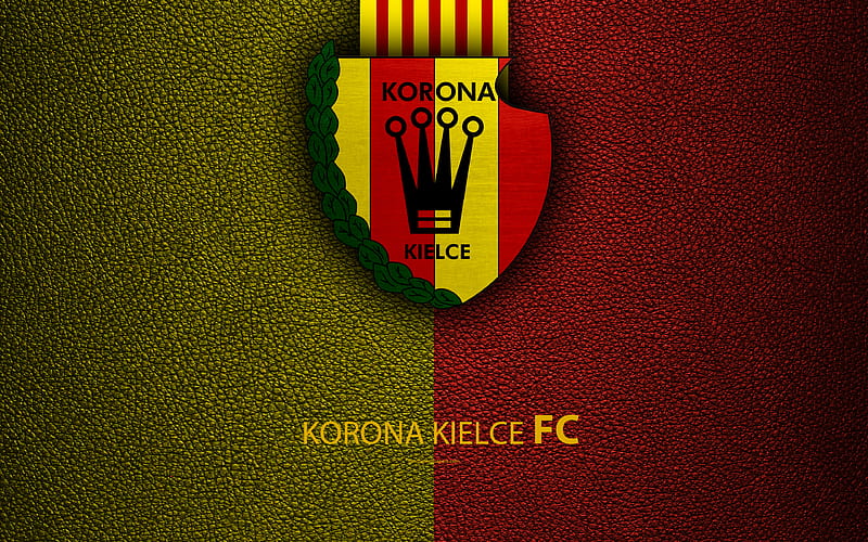 Korona Kielce FC football, emblem, logo, Polish football club, leather texture, Ekstraklasa, Kielce, Poland, Polish Football Championships, HD wallpaper