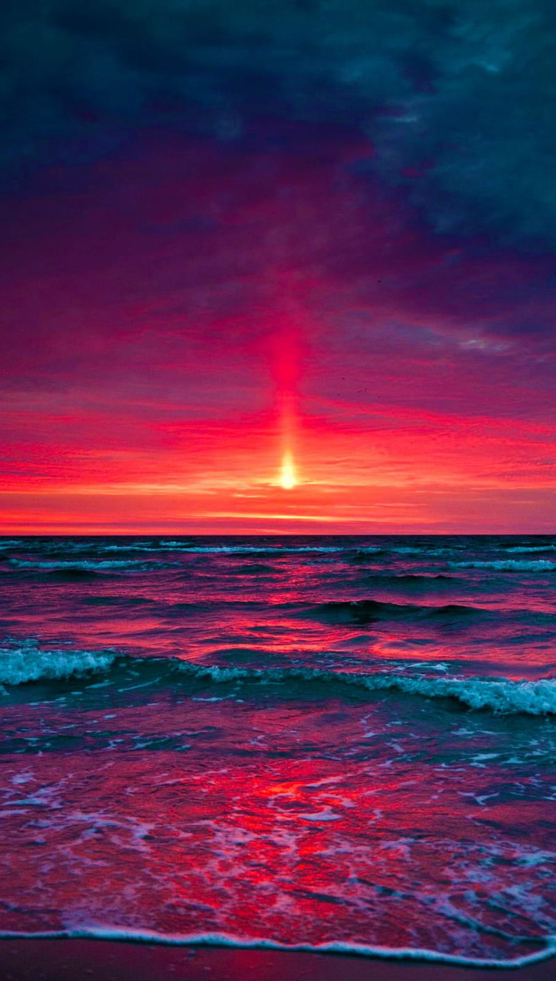 Dawn, blue, cool, red, sunset, HD phone wallpaper