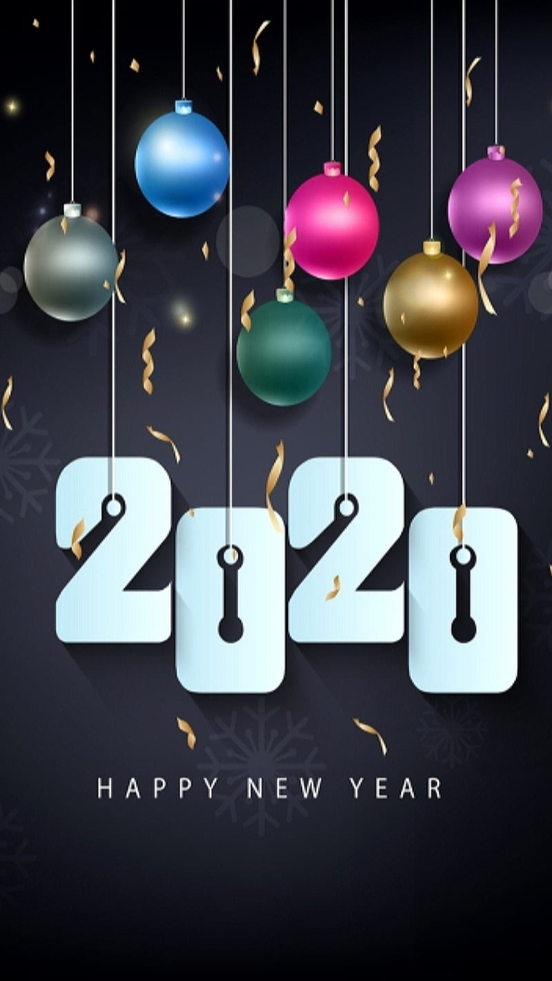 Happy new year, 2020, balls, celebrations, christmas, happy new yeat, merry christmad, santa, HD phone wallpaper