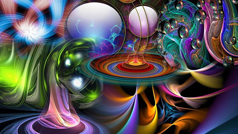 CAROUSSEL, bubble, color, bonito, rainbow, hop, abstract, sphere, HD wallpaper