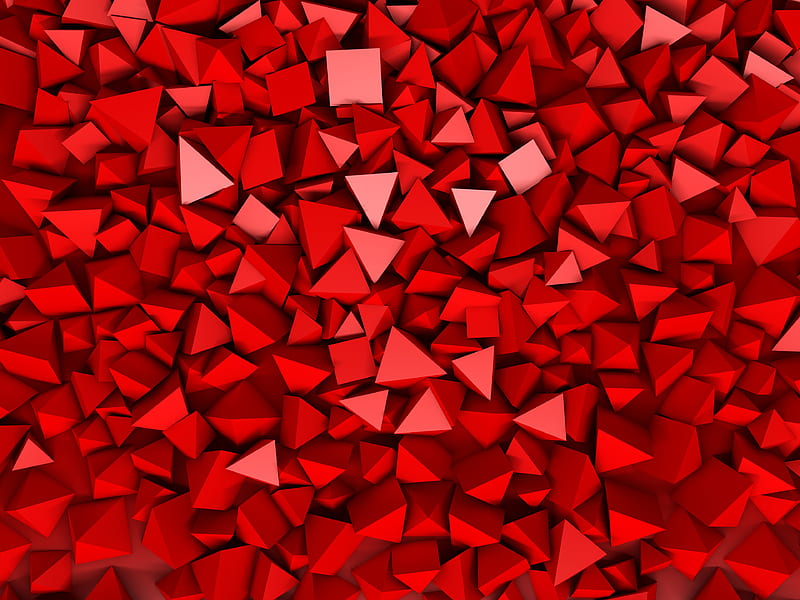 Abstract, pyramid, red, triangle, triangles, HD wallpaper