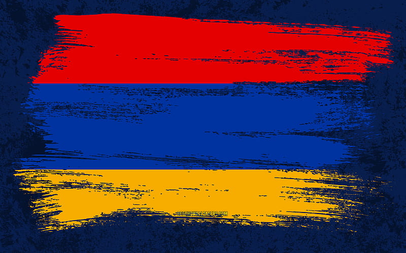 Flag of Armenia, grunge flags, Asian countries, national symbols, brush stroke, Armenian flag, grunge art, Armenia flag, Asia, Armenia, HD wallpaper