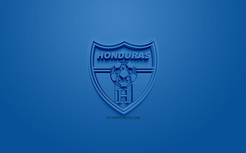 Honduras national football team, creative 3D logo, blue background, 3d emblem, Honduras, CONCACAF, 3d art, football, stylish 3d logo, HD wallpaper