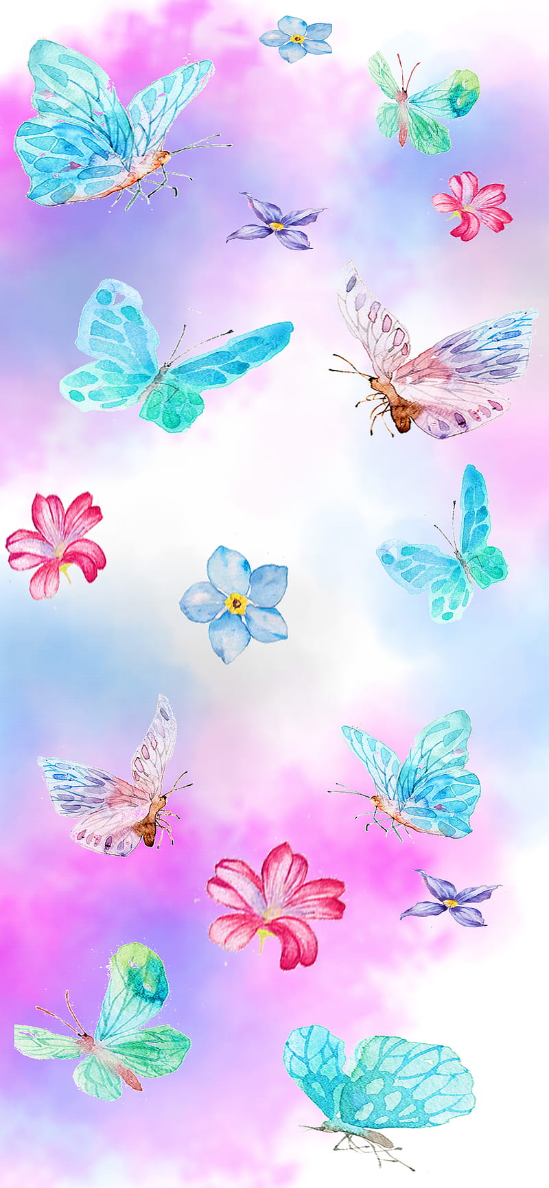 Mariposa, azul, mariposa, flores, flor, iphone, melesao, rosado, samsung,  Fondo de pantalla de teléfono HD | Peakpx