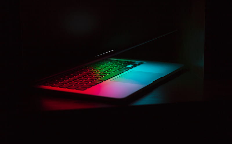 Laptop Aesthetic Ultra, Computers, Hardware, Lights, dark, Laptop, Colorful, Apple, Open, background, Technology, Computer, Macbook, aesthetic, portable, HD wallpaper