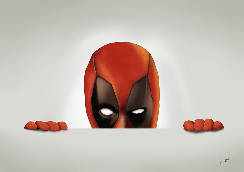 Deadpool Peeking, deadpool, digital-art, artwork, art, , superheroes, HD wallpaper