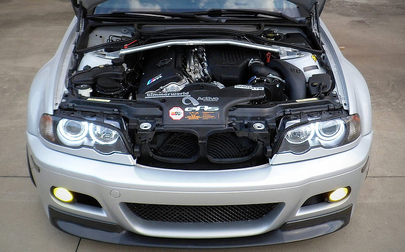 BMW E46 M3 Engine Front End, e46, engine, bmw, car, m3, import, sports car, supercharger, HD wallpaper