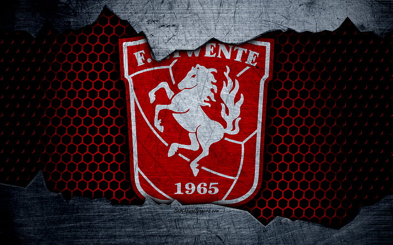 Twente logo, Eredivisie, soccer, football club, Netherlands, grunge, metal texture, Twente FC, HD wallpaper