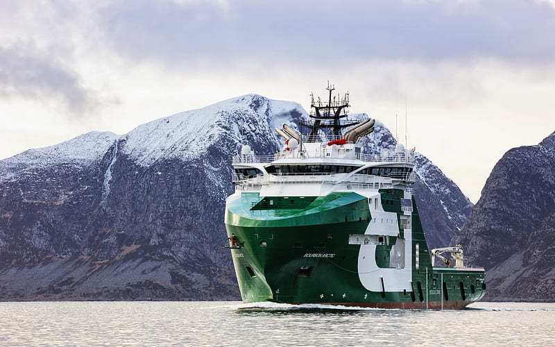 Bourbon Arctic, port, AHTS, vessel, Offshore Supply Ship, sea, HD wallpaper