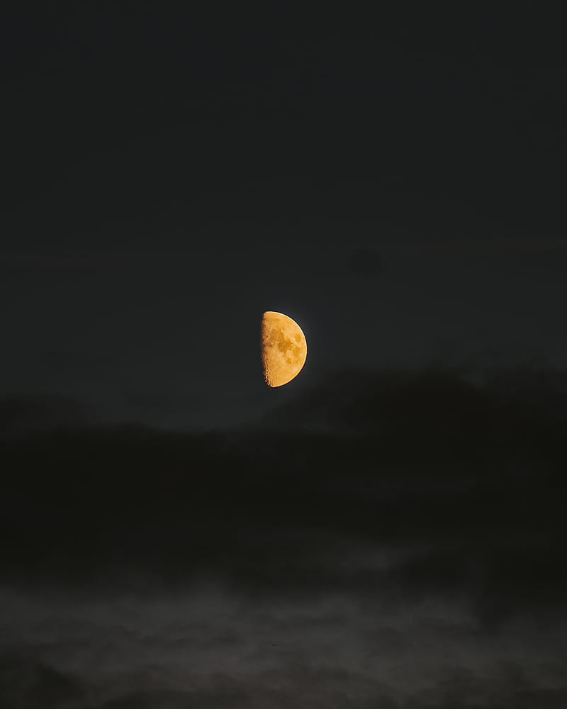 moon, sky, clouds, dark, night, HD phone wallpaper