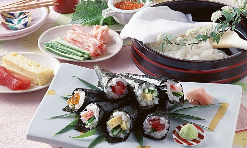 Sushi, food, eat, fish, HD wallpaper