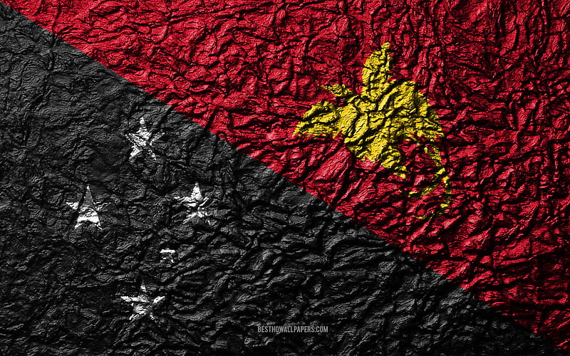 4K free download | Flag of Papua New Guinea stone texture, waves ...