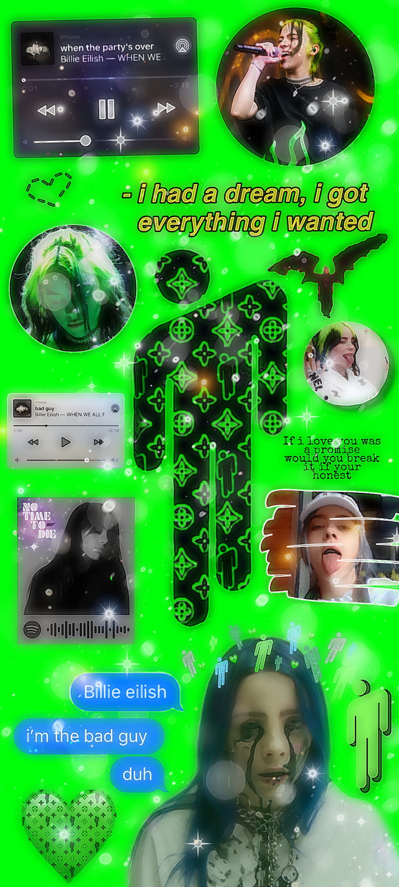 billie eilish, billie, green, music, HD phone wallpaper