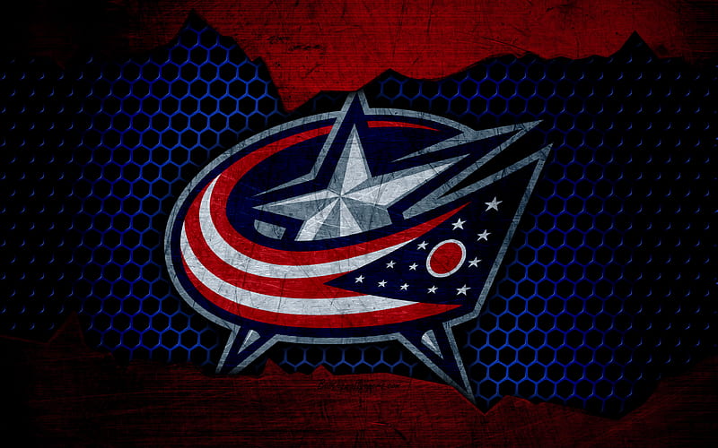Columbus Blue Jackets logo, NHL, hockey, Eastern Conference, USA, grunge, metal texture, Metropolitan Division, HD wallpaper
