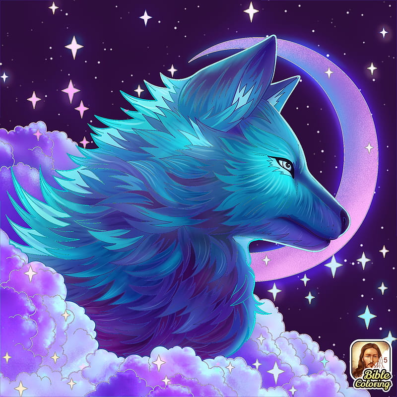 Wolf, moonlight, nightfall, sky, HD phone wallpaper