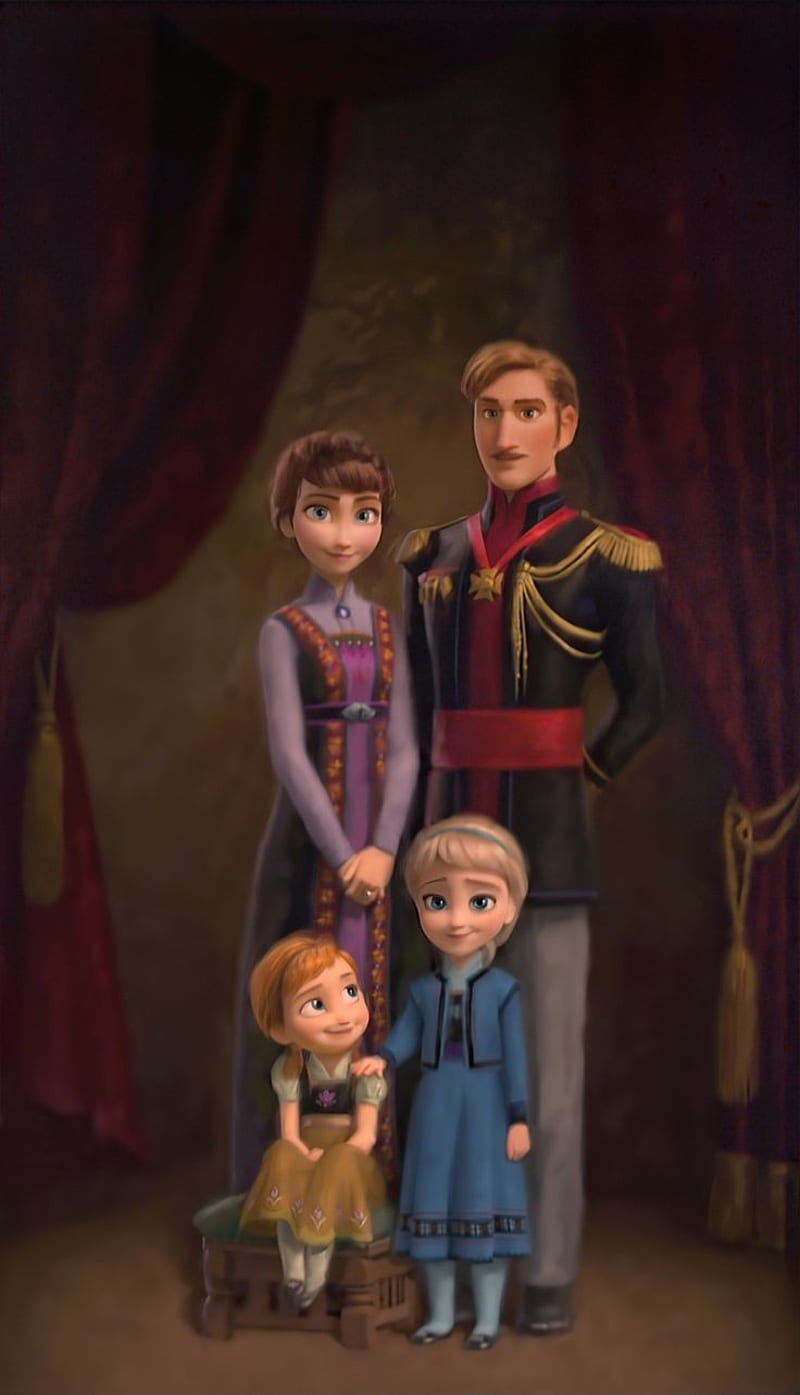 Frozen Familia, anna, baby anna, baby elsa, cute, elsa, family, frozen 2, frozen family, royal family, HD phone wallpaper