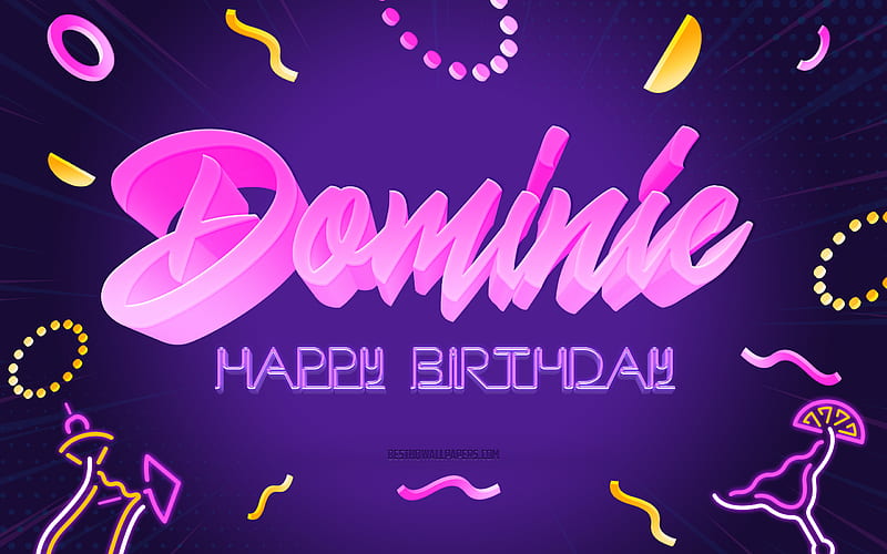 Happy Birtay Dominic Purple Party Background, Dominic, creative art, Happy Dominic birtay, Dominic name, Dominic Birtay, Birtay Party Background, HD wallpaper