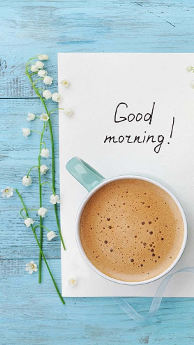 Good morning, coffee, flowers, HD phone wallpaper