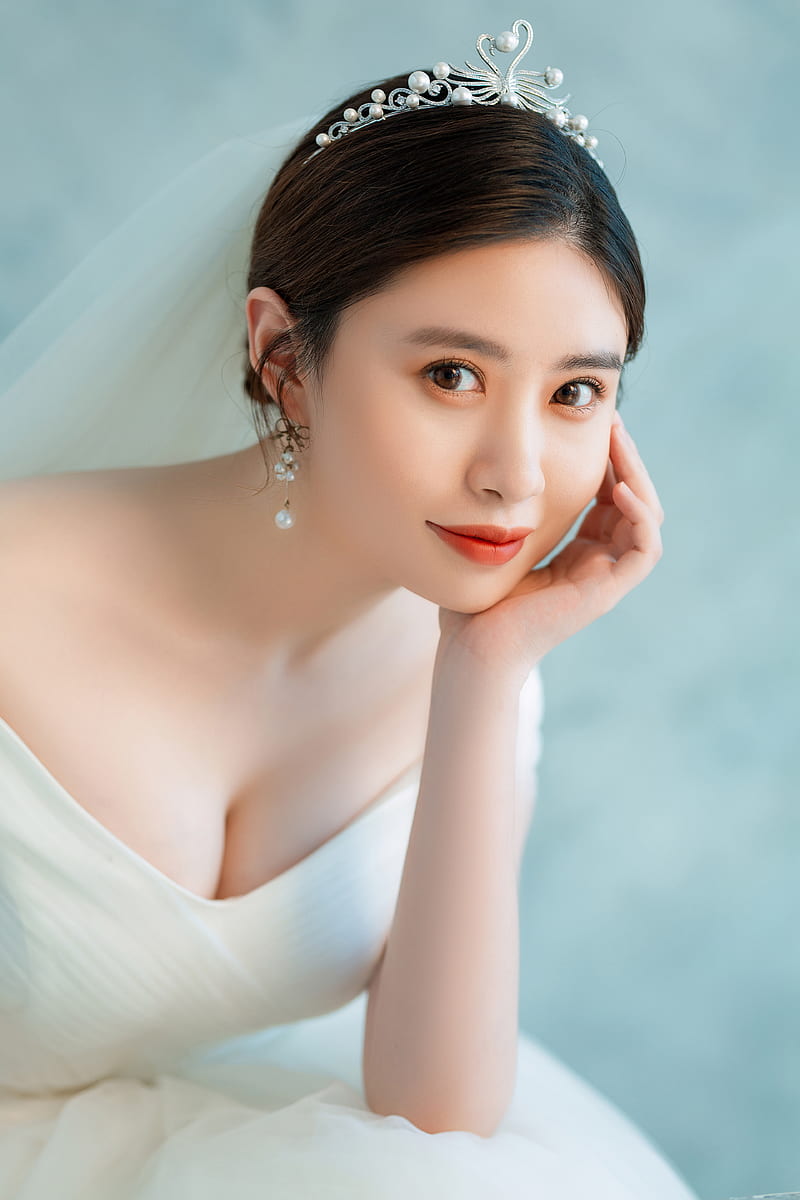 graphy, Asian, portrait, red, brides, wedding dress, HD phone wallpaper