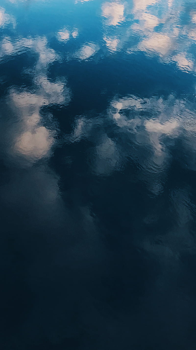 River Flow, black, blue, clouds, water, reflection, nature, HD phone wallpaper