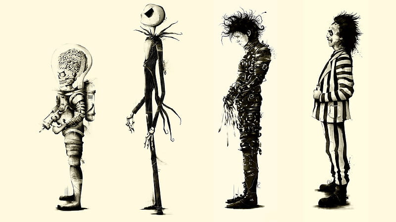 Cuatro personajes de películas surtidos ilustración películas de tim burton,  Fondo de pantalla HD | Peakpx