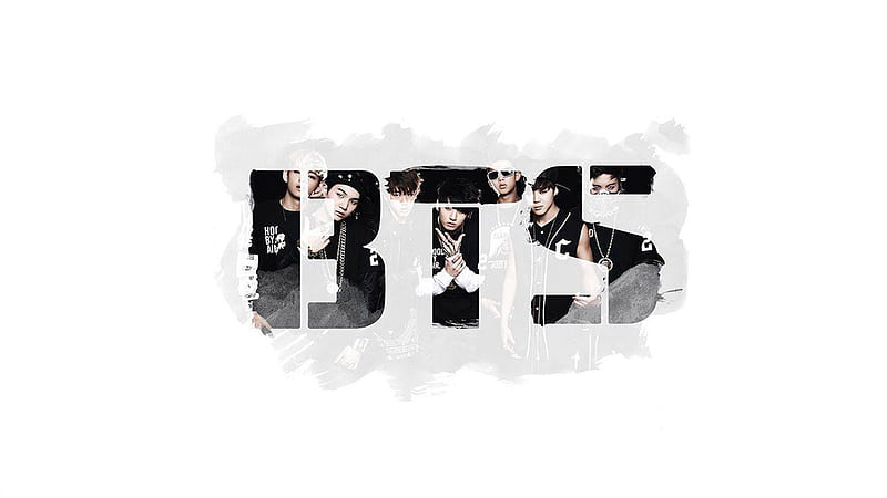 BTS Singer Faces BTS Logo, HD wallpaper