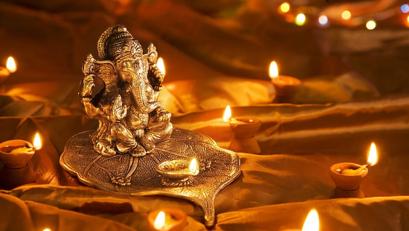 God Ganesh At Diwali Festival, HD wallpaper