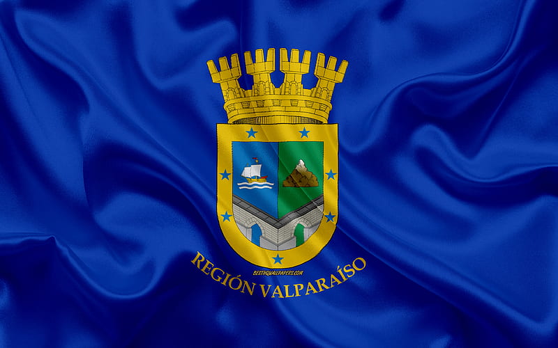 Flag of Valparaiso Region silk flag, Chilean Administrative Region, silk texture, Valparaiso Region, Chile, South America, Valparaiso flag, HD wallpaper