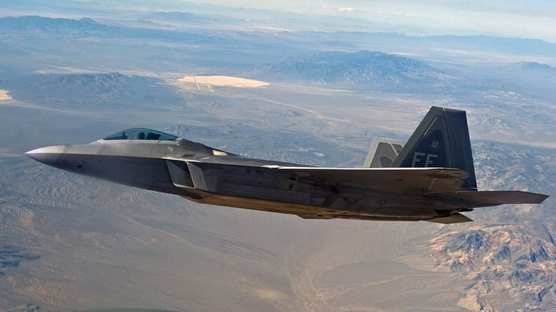 F22 Flying by Area 51, area 51, military, aliens, plane, HD wallpaper