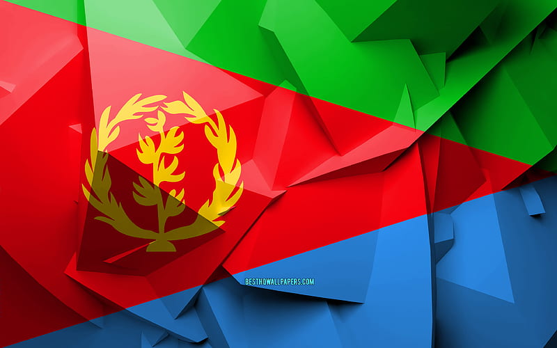 Flag of Eritrea, geometric art, African countries, Eritrean flag, creative, Eritrea, Africa, Eritrea 3D flag, national symbols, HD wallpaper