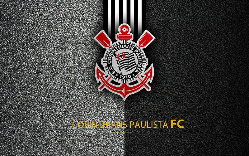 Corinthians Paulista FC Brazilian football club, Brazilian Serie A, leather texture, Corinthians emblem, logo, São Paulo, Brazil, football, HD wallpaper