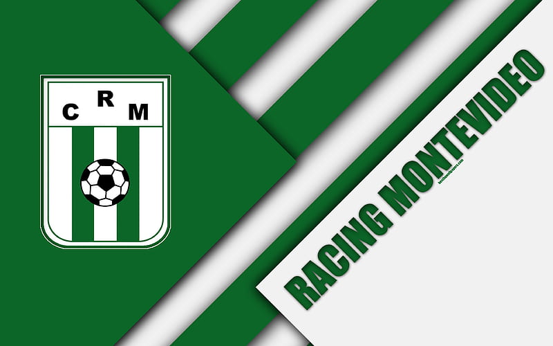 Racing Montevideo Uruguayan football club, logo, material design, white  green abstraction, HD wallpaper