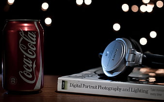 sony, book, headphones, bank, coca-cola, HD wallpaper